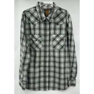 Wrangler Retro Pearl Snap Long Sleeve Western Shirt Women's Large Green Plaid